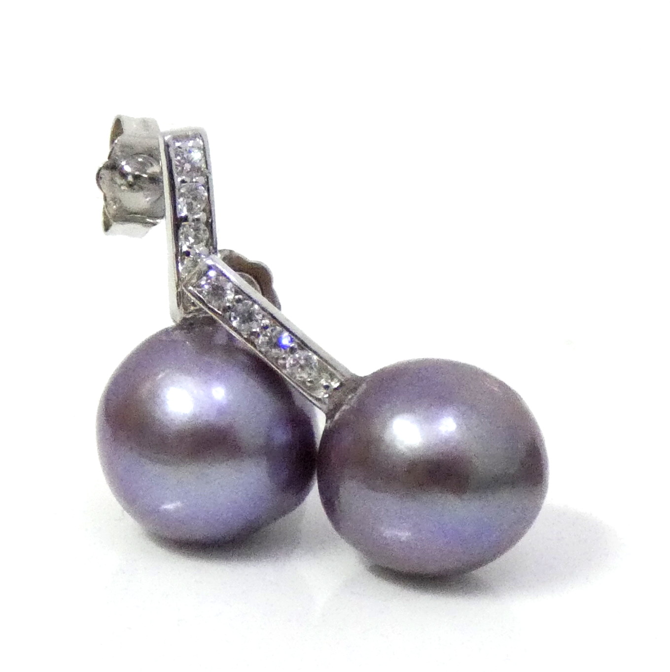 Purple 12.2mm Edison Drop Pearl Earrings